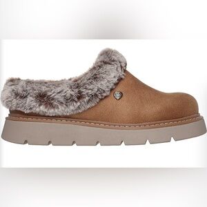 Bobs by Sketchers Cozy Tan Faux Fur Lined Women's Clogs size 11